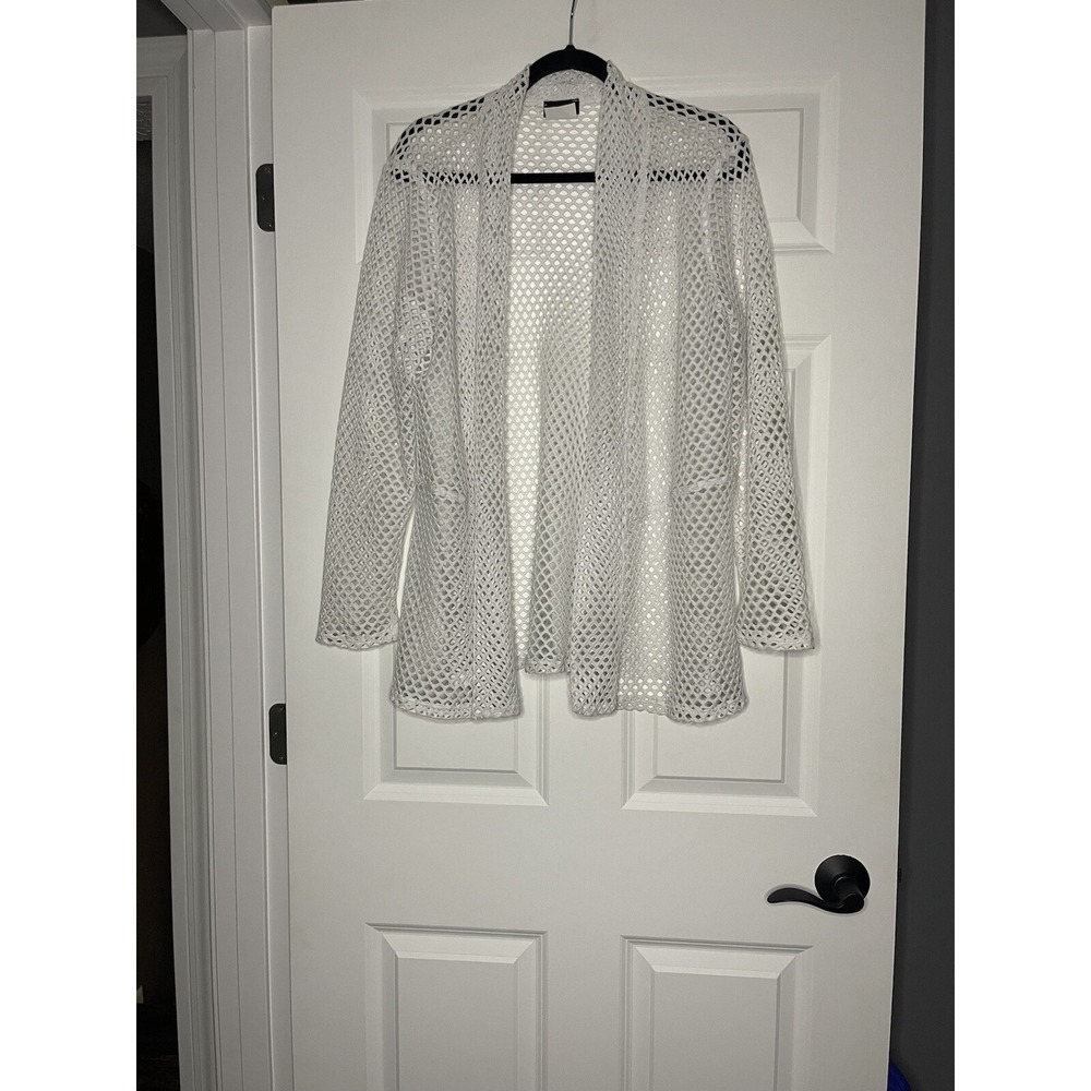 Bali Open Knit Mesh cardigan  white Large